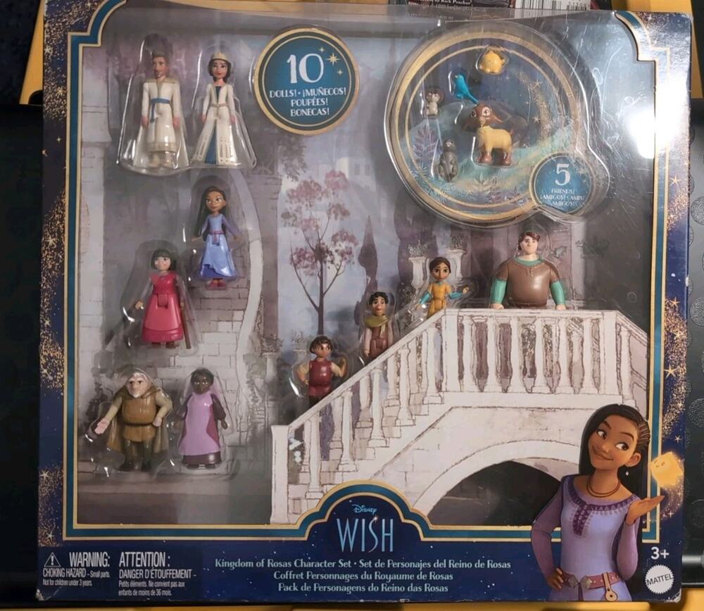 Disney Wish Kingdom of Rosas Character Small Figure Set 10 Posable Mini Doll Toy